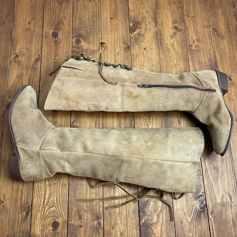Naughty monkey tan suede knee high boots Womens size 7